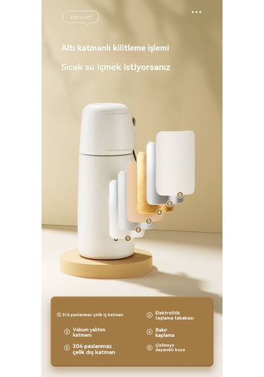 Aurora Büyükkapasiteli Paslanmazçelik Termos Fincan Mavi Gök Mavisi