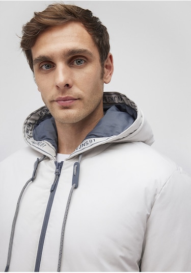 Mavi - Kapüşonlu Açık Gri Şişme Mont 0110352-70080 Gri