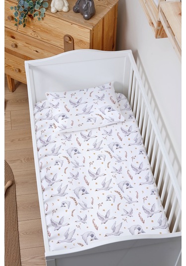 Organik Bebek Boy Lastikli Çarşaf Seti 70x130 - Kuğu Dansı