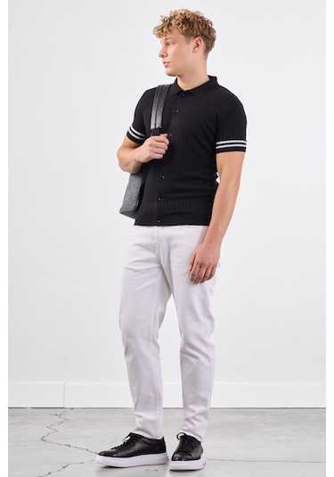 Dufy Fitilli Polo Triko Tshirt SIYAH