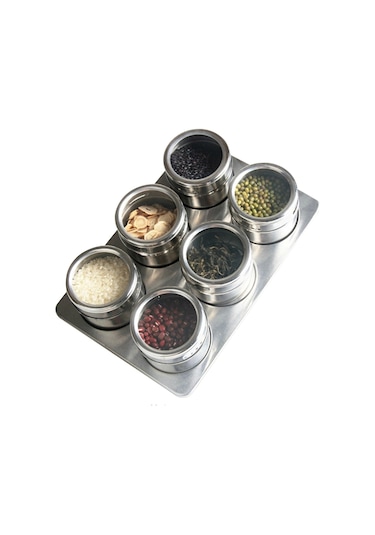 Sones 6'sı 1 Arada Mutfak Paslanmaz Çelik Tuz Sos Seti Baharat Kavanozları Kapları Baharat Şişeleri Diğer