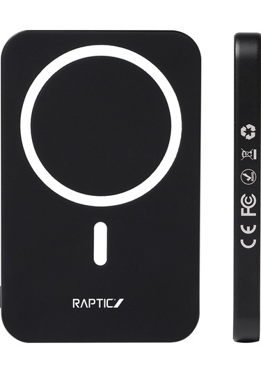 Raptic S4 Aramid-skin M-safe Şarj Özellikli Ultra İnce 600d Powerbank 15w 5000mah Siyah Siyah