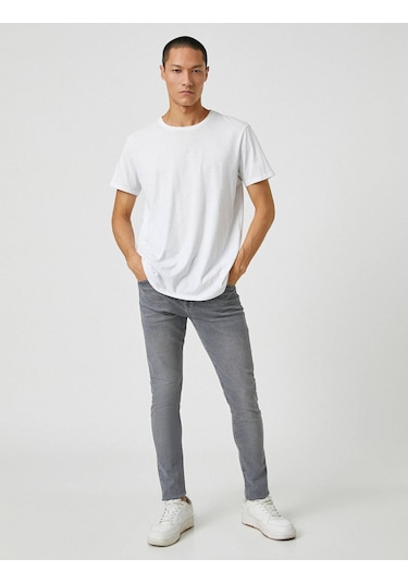 3SAM40025ND Koton Super Skınny Erkek Jean Pantolon GRİ Gri