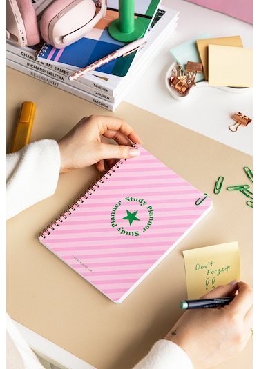 A5 Spiralli Ders Çalışma Planlayıcısı - Study Planner - Sınava Hazırlık Ayt-tyt-kpss-ales-yds Pembe Diğer