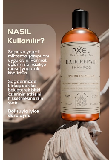 Pxel Saç Onarıcı Şampuan 400 Ml Onarıcı, Besleyici, Vegan