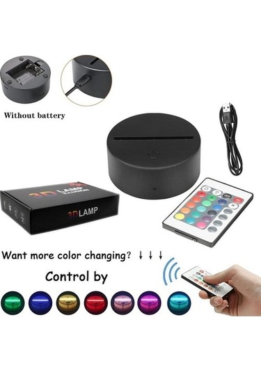 Wealthglow Renk Değiştiren 3d Dekoratif Şekilli Led Lamba - 12 Cm 3lhxyo Siyah