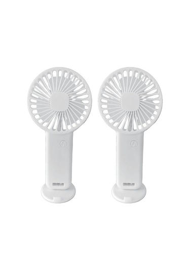 2 Adet Mini Fan,telefon Tutucu,portatif El Vantilatörü Beyaz 9,3x19cm