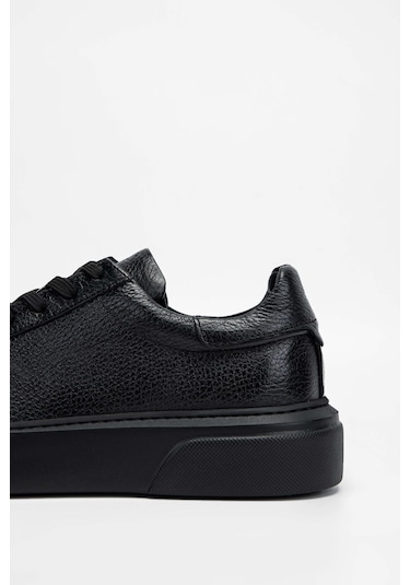 Tamer Tanca Erkek Hakiki Deri Siyah Sneakers &amp; Spor Ayakkabı 04 2501 Erk Ayk Y23 Syh Tbn/syh Fltr Siyah