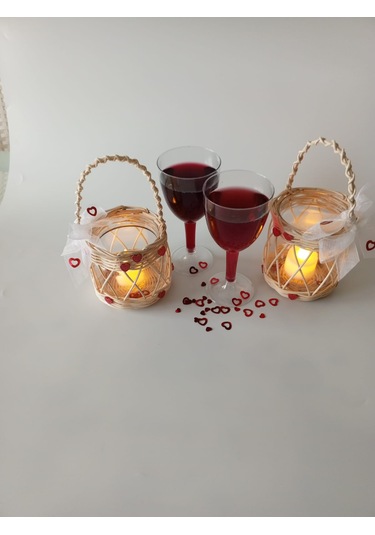 Love Mumluk 2'li Beyaz Tül Ve Kırmızı Kalp Arajmanlı