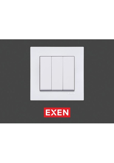 Exen Karell Beyaz Üçlü Anahtar Çerçeveli