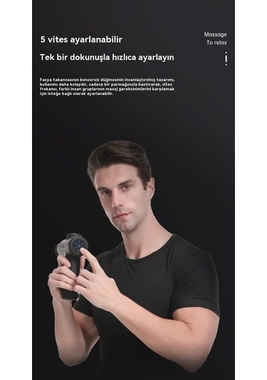 Pazly Fascia Gun Kas Gevşetme Masaj Aleti Şarjlı Sessiz Siyah Model siyah