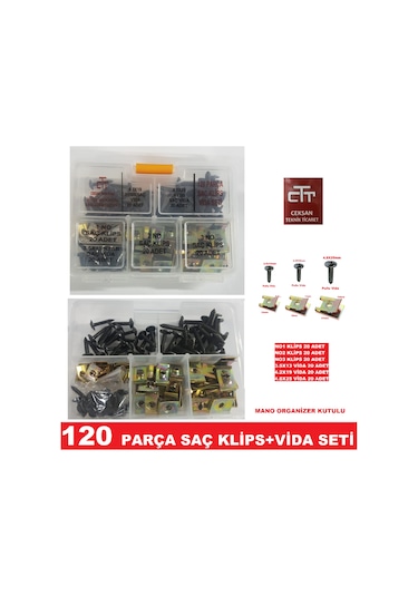 Sac Klips U Tip Sac Somunu Seti 120 Parça N11.20332
