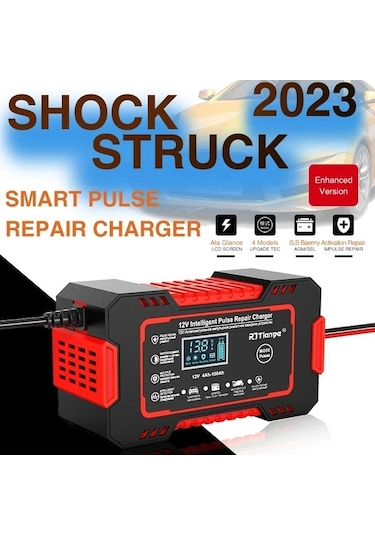 Novahub 12v 6a Araç Akü Şarj Cihazı, Dokunmatik Ekran, Darbe Onarım, Lcd, Hızlı Şarj, Red Eu Plug, Polonya