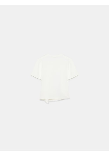 Dilvin 32445 Aksesuar Detaylı Basic T-shirt-ekru