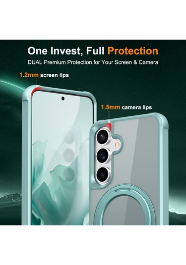 Samsung Galaxy S25 / S24 Kılıfı Magsafe Döndürülebilir Halka Ayaklı Tpu + Pc Telefon Kılıfı İle Uyumlu Açık Mavi