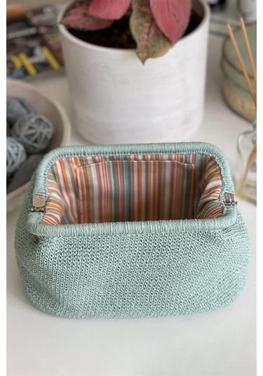 El Yapımı Su Yeşili Renk Basic Örgü El Çantası Kağıt İp Su Yeşili