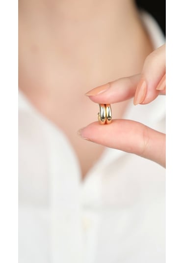 Arpaş 14 Ayar Altın Küçük Sade Halka Küpe 1015 Gold