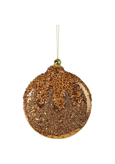 Yılbaşı Süsü Pullu Yuvarlak Süs Bronz 10 Cm