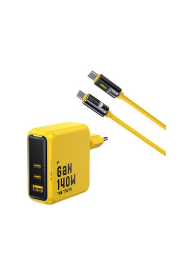 Aohi Youth 140w 3 Portlu Şarj Adaptörü, 240w 8k Süper Hızlı Şarj/data Kablosu Seti