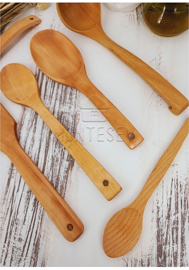 Ahşap Tahta Mutfak Kaşık Seti 6 Parça Kayın, Şimşir Ağacı 6-1