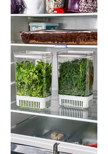 Ludıa Vakum Kapaklı Sebze Yeşillik Saklama Kabı 2900 Ml Beyaz - Şeffaf