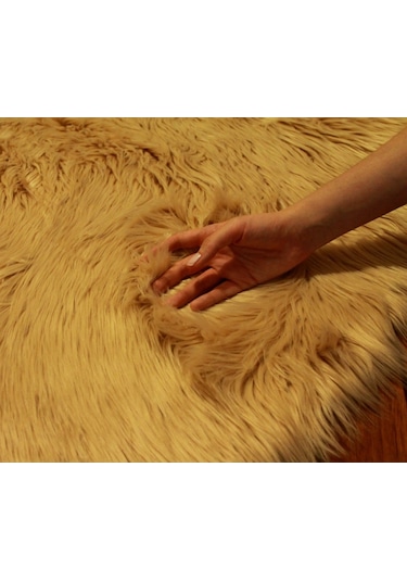 Tappeto Akrilik Kuzu Kürkü Yuvarlak Halı Camel