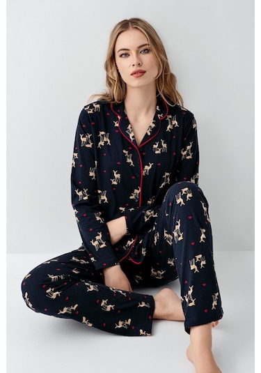 Arnetta Kadın Lacivert Gömlek Pijama Ar3451-s-v1 Lacivert