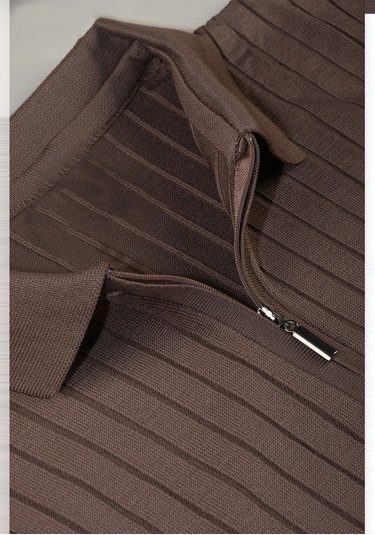 Deepsea Erkek Kahve Slim Fit Polo Yaka Triko Kazak - Yumuşak Dokulu Esnek Ve Şık Görünüm 2605305 Kahve