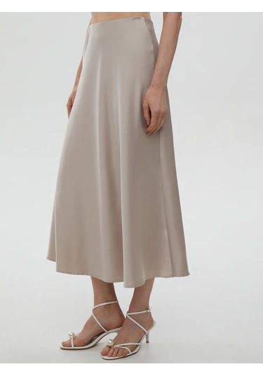 Nice & Easy Kadınlarda Saten Midi Etek Lastik Bel. 460900447 Bej