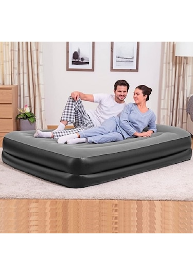 Bestway Pavillo 67403 Çift Kişilik Şişme Yatak Pompa 203x152x38 Gri - Siyah