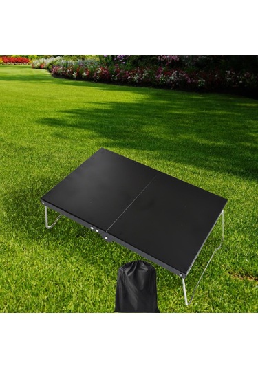 Suntek Mini Kamp Masası Katlanır Tour Yard Barbekü Için Siyah