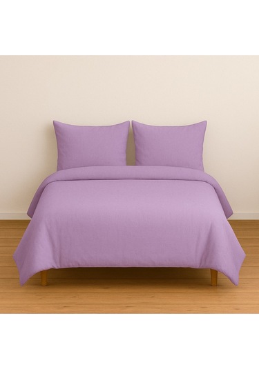 Çift Kişilik Düz Renk Lila Nevresim + 2 Adet Yastık Kılıfı LILA
