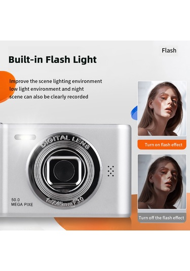 1080p Dijital Kamera Video 50mp Fotoğraf Çift Lens 2.4 İnç Ekran 8x Dijital Zoom