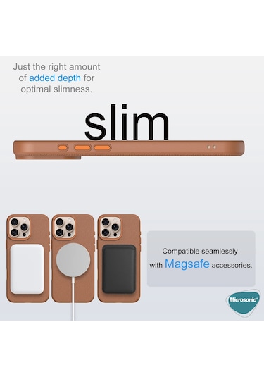 Microsonic İphone Uyumlu 16 Pro Kılıf Magleather Pro Kahverengi -