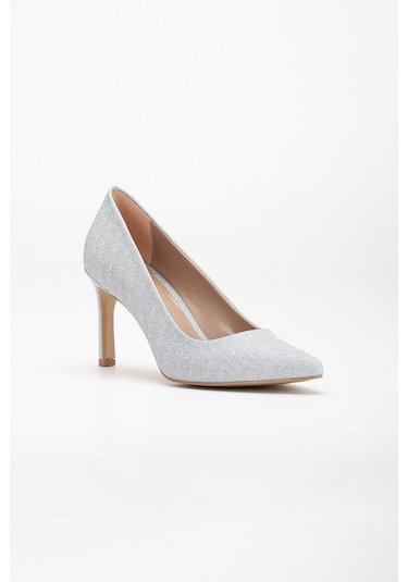 Kadın İnce Topuklu Stiletto Gümüş Parlak Malzeme Aynalı Jurdan-3775 GUMUS