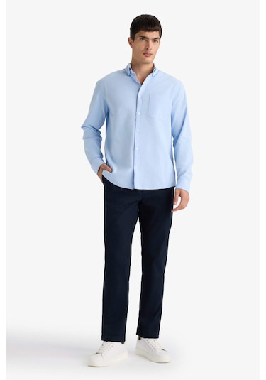 DeFacto %100 Pamuk Regular Fit Polo Yaka Oxford Basic Düz Uzun Kollu Gömlek A8028AX25SPBE196 DeFacto %100 Pamuk Regular Fit Polo Yaka Oxford Basic Düz Uzun Kollu Gömlek A8028AX25SPBE196