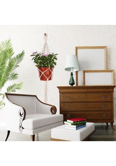 Ulzyvf Reedark Pamuk Makrome İp Ev Dekoru Bitki Askısı Asılı 80-85cm - Cz
