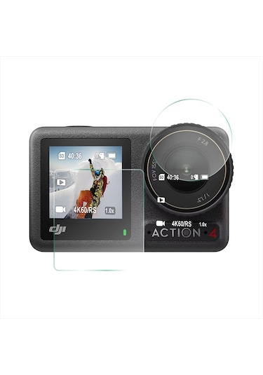Dji Osmo Action 4 ve 3 Ekran Koruyucu 9h Ön , Arka Ekran Ve Lens