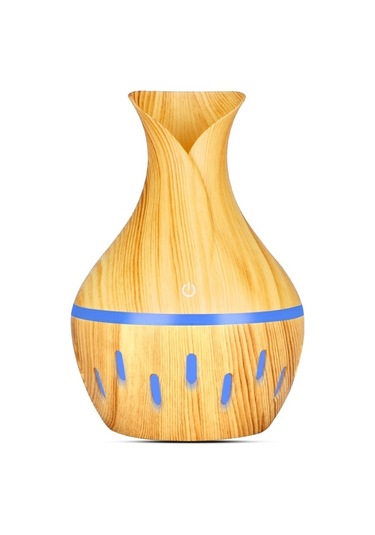 Pazly 300ml Ahşap Vazo Tasarımlı Esans Yağ Difüzörü & Nemlendirici - Led Aromaterapi Cihazı