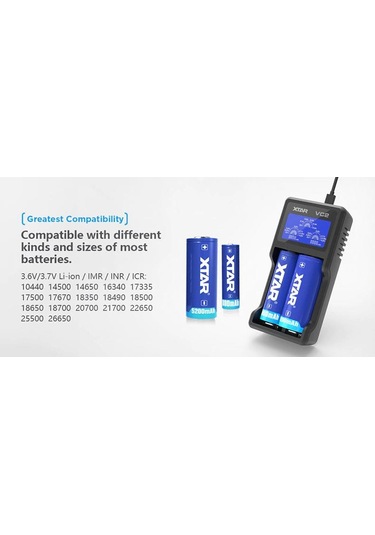 Xtar Vc2 Usb Lcd Ekran Akıllı Şarj Ve Test Cihazı 3.7V Li-İon