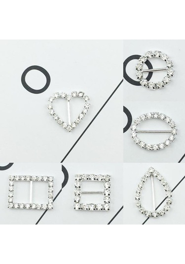 Dıy Craft Kart Davetiyesi İçin 10 Adet Kalp Yuvarlak Kare Şekli Şerit Toka Kaydırıcılar Gümüş , Seçenekler: 7