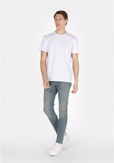 Colins Slim Fit Düşük Bel Dar Paça Erkek Mavi Jean Pantolon Cl1073434 Q1.v1 Dn43322 DENİM