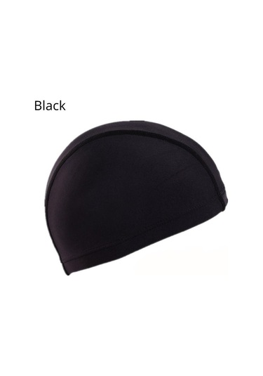 Siyah 1 Adet Düz Renk Kumaş Yüzme Şapkası Erkek Ve Kadın Uzun Saç Naylon Kumaş Şapka Erkekler Ve Kadınlar İçin Ücretsiz Boyut Düz Renk Siyah