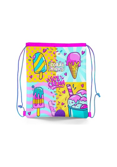 Coral High Kids Mixed Dondurma Desenli İpli Büzgülü Sırt Çantası 12652 Sarı