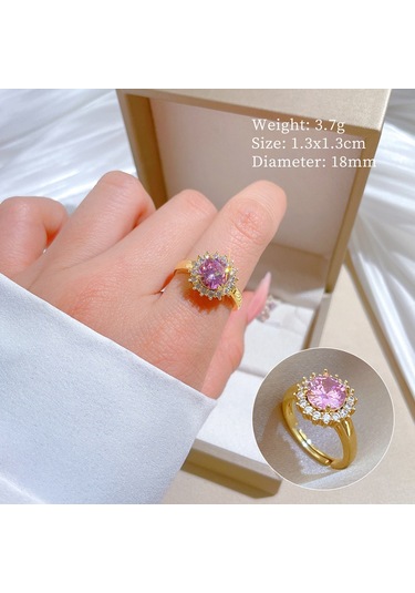 Geometrik Elmas Taşlı Yuvarlak İnci Yüzük No.110 Çok Renkli