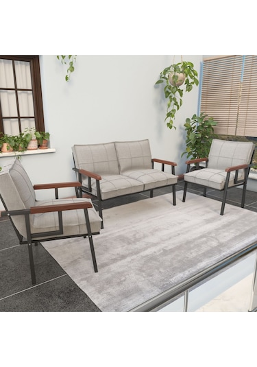 Mygusi Modern'' Metal Kanepe Koltuk Takımı - 2 1 1 Krem