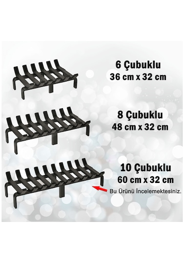 60 Cm X 32 Cm 10 Çubuklu Ekstra Şömine Izgarası Dar Gözlü Izgara