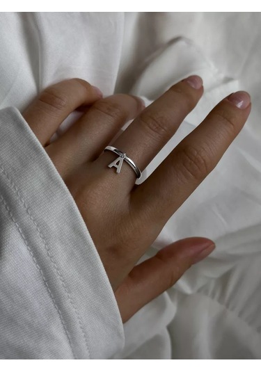 Sılverme Gümüş A Harfi Yüzük 925 Ayar Gümüş 94663274 Gri