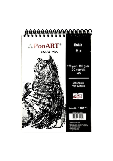 Ponart Eskiz Mix 120 G A5 30 Yaprak Eskiz Defteri 10173
