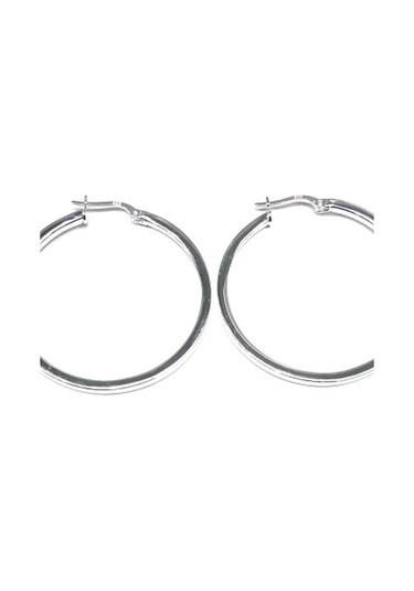 Omar Silver Kadın Halka Model Kare Kesim Gümüş Şarnel Küpe 39 Mm